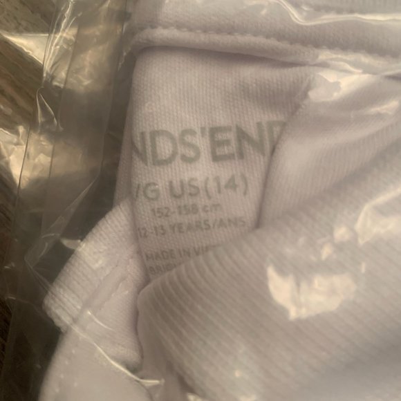 NWT LANDS'‎ END GIRLS LONG SLEEVE FEMININE FIT INTERLOCK POLO SHIRT WHITE M & L - Picture 8 of 10